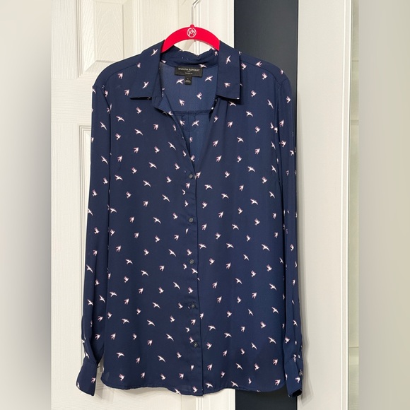 Banana Republic Navy Shirt with Pink Bird Design - Picture 2 of 5